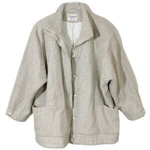 Vintage 1950s Ferncroft Herringbone Wool Coat Size 16 (USA)